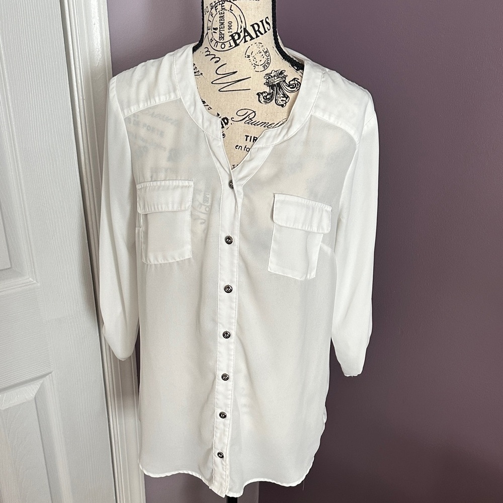 AB Studio White Button Down Shirt